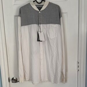 Men's Two-Tone Gray and White Shirt Jacket